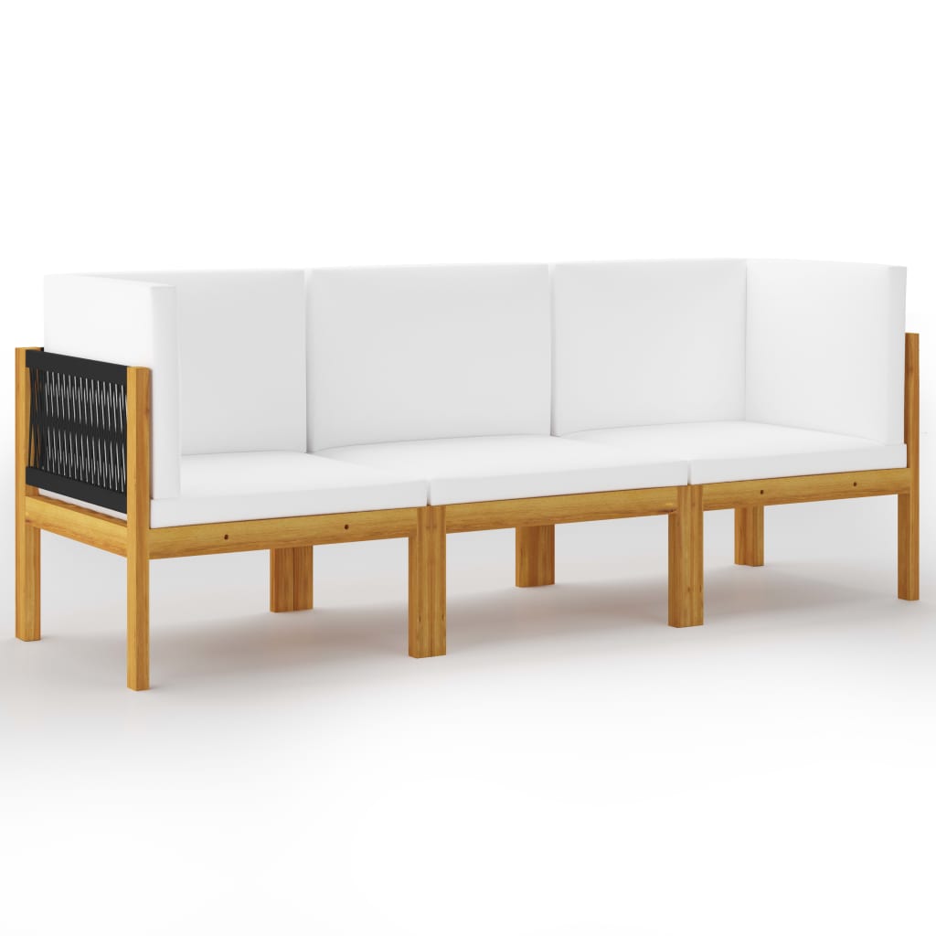 3-Seater Garden Sofa with Cushion Solid Acacia Wood - Newstart Furniture