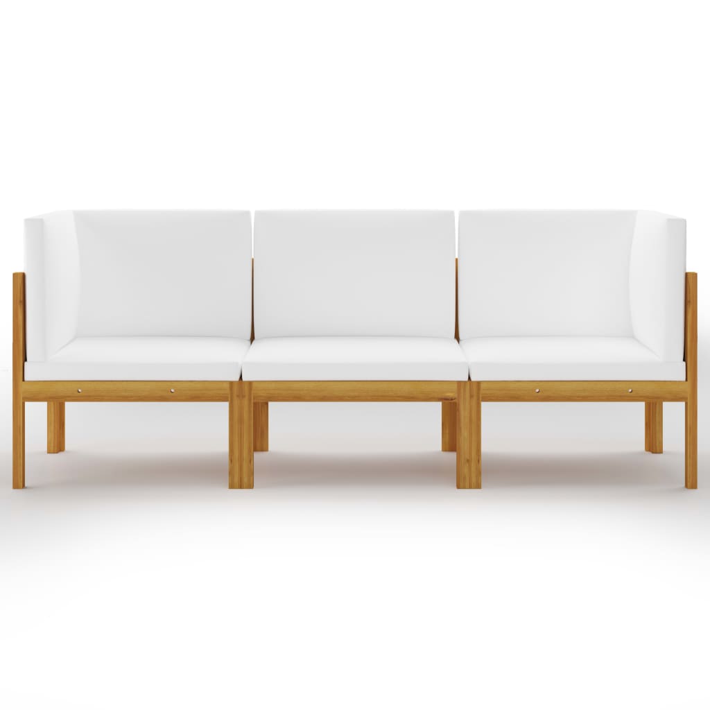 3-Seater Garden Sofa with Cushion Solid Acacia Wood - Newstart Furniture