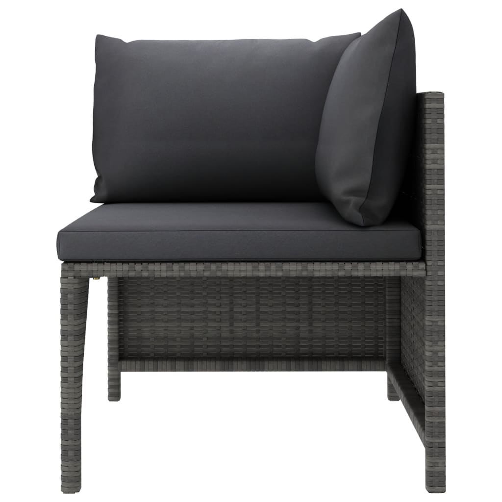 3-Seater Garden Sofa with Cushions Grey Poly Rattan - Newstart Furniture