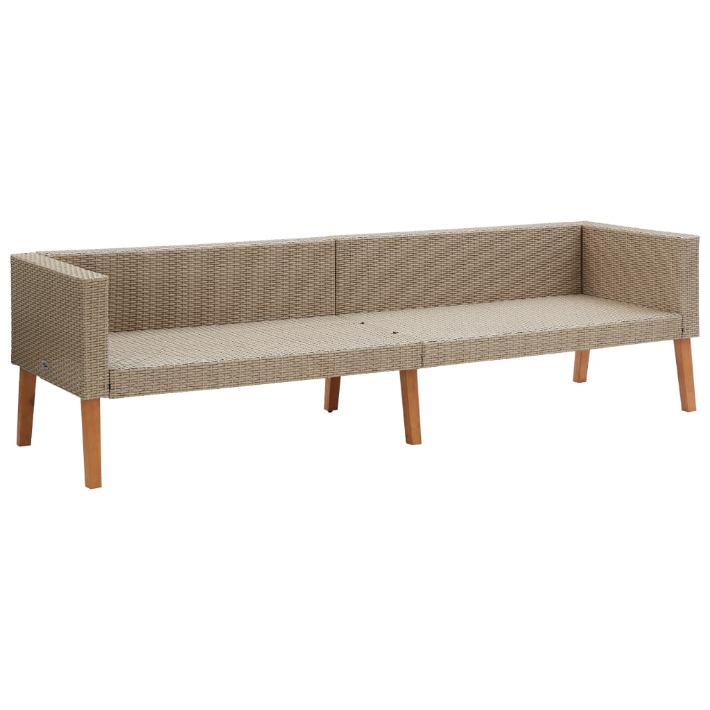 3-Seater Garden Sofa with Cushions Poly Rattan Beige - Newstart Furniture