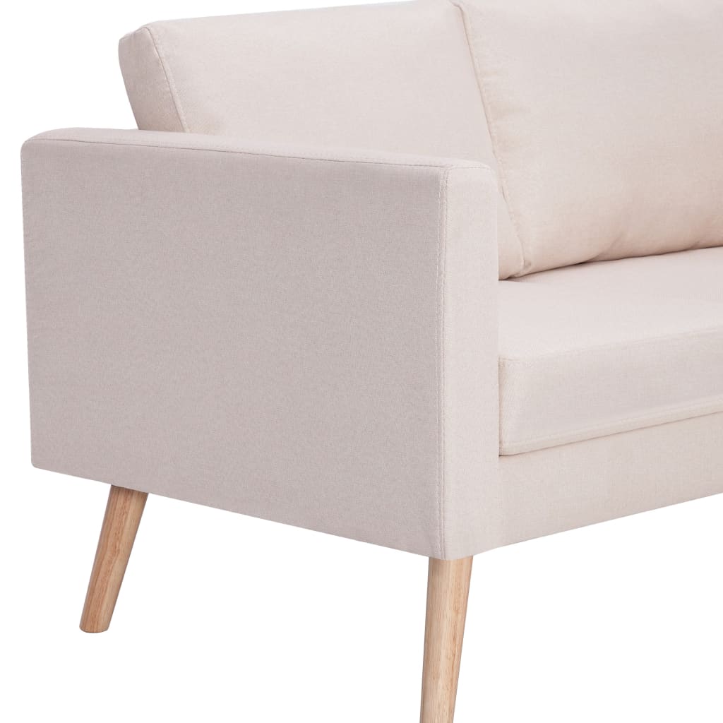 3-Seater Sofa Fabric Cream - Newstart Furniture