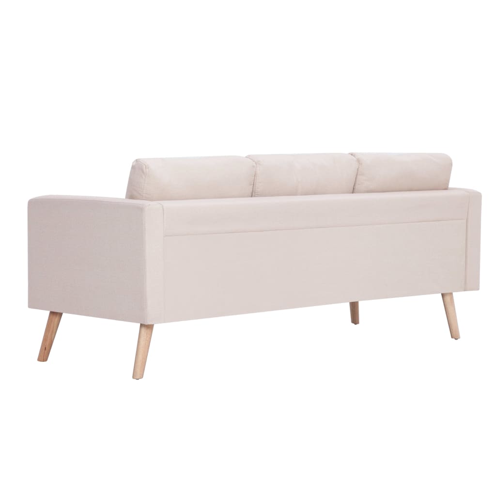 3-Seater Sofa Fabric Cream - Newstart Furniture