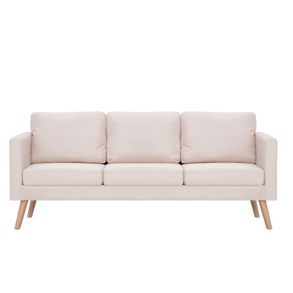 3-Seater Sofa Fabric Cream - Newstart Furniture