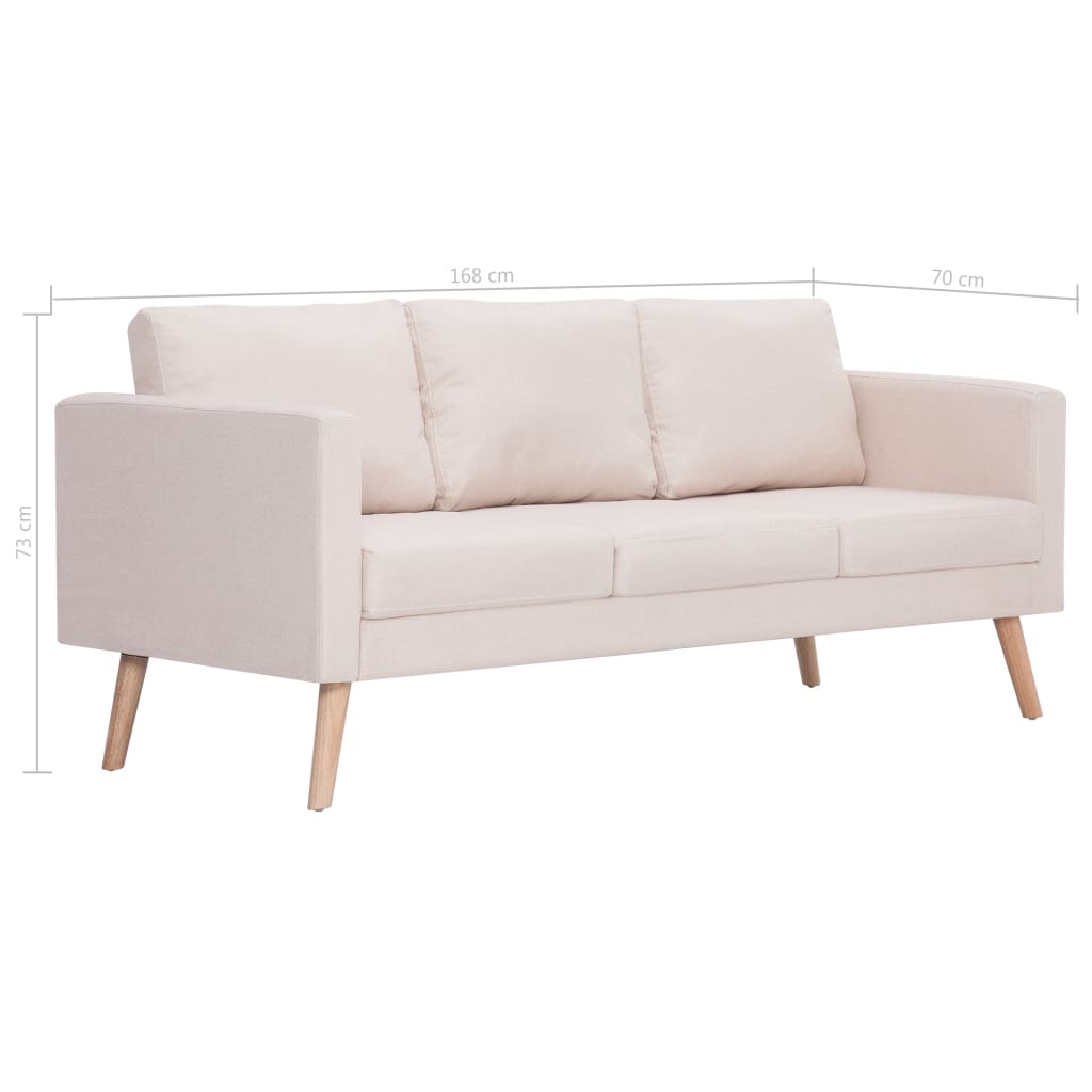 3-Seater Sofa Fabric Cream - Newstart Furniture