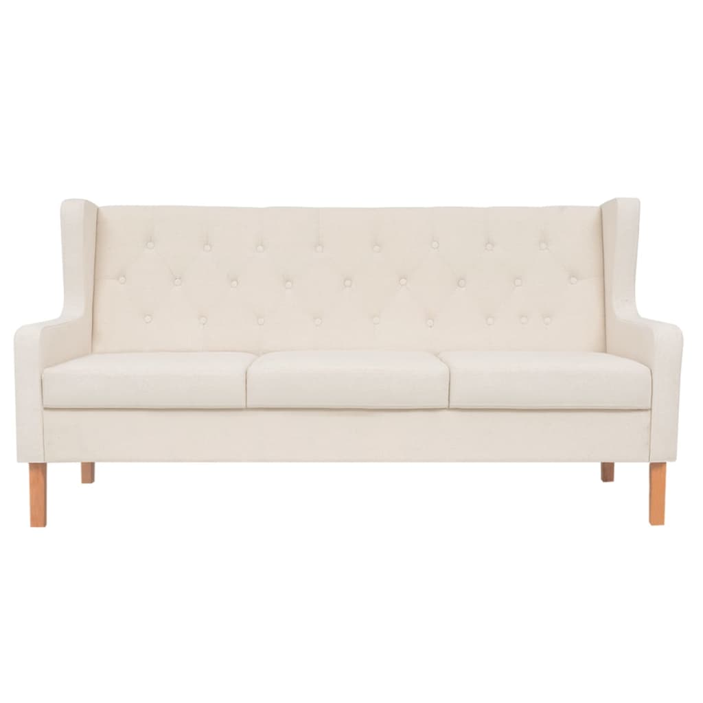 3-Seater Sofa Fabric Cream White - Newstart Furniture