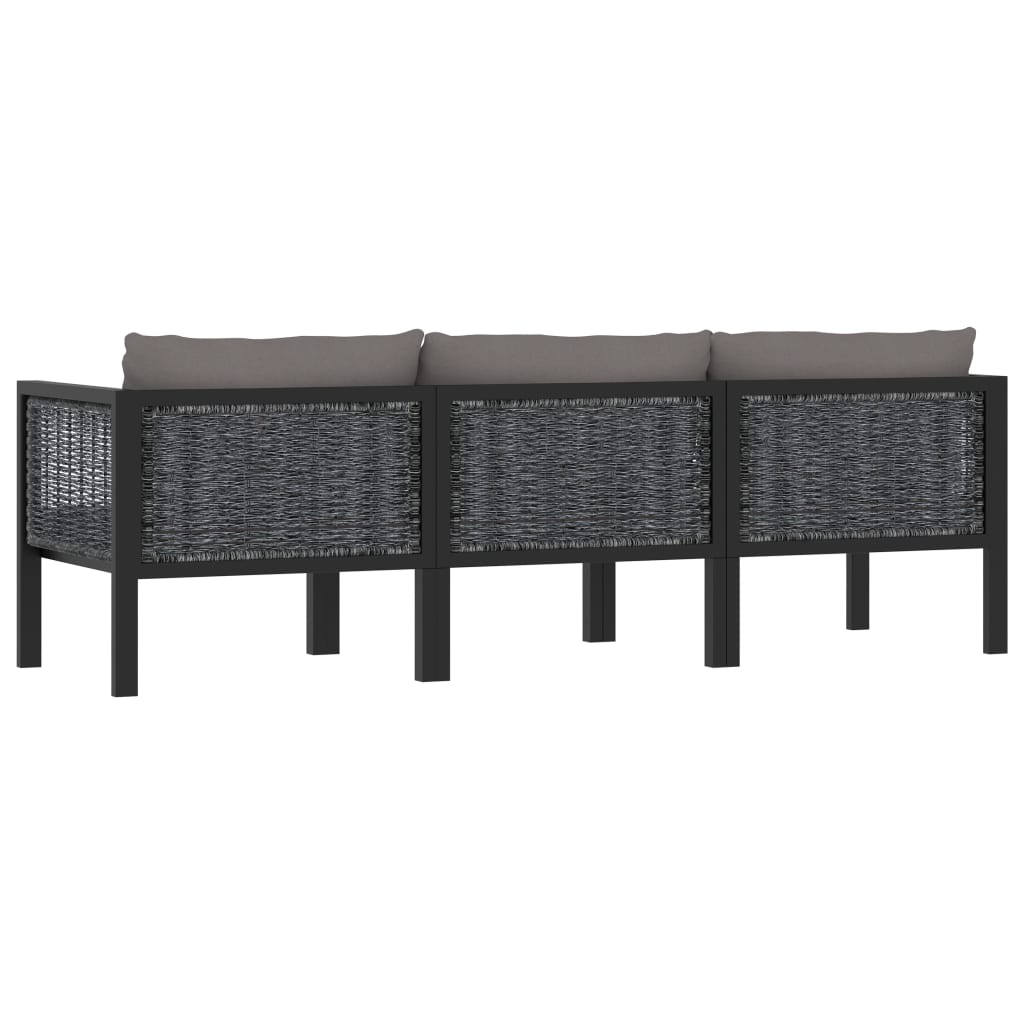 3-Seater Sofa with Cushions Anthracite Poly Rattan - Newstart Furniture