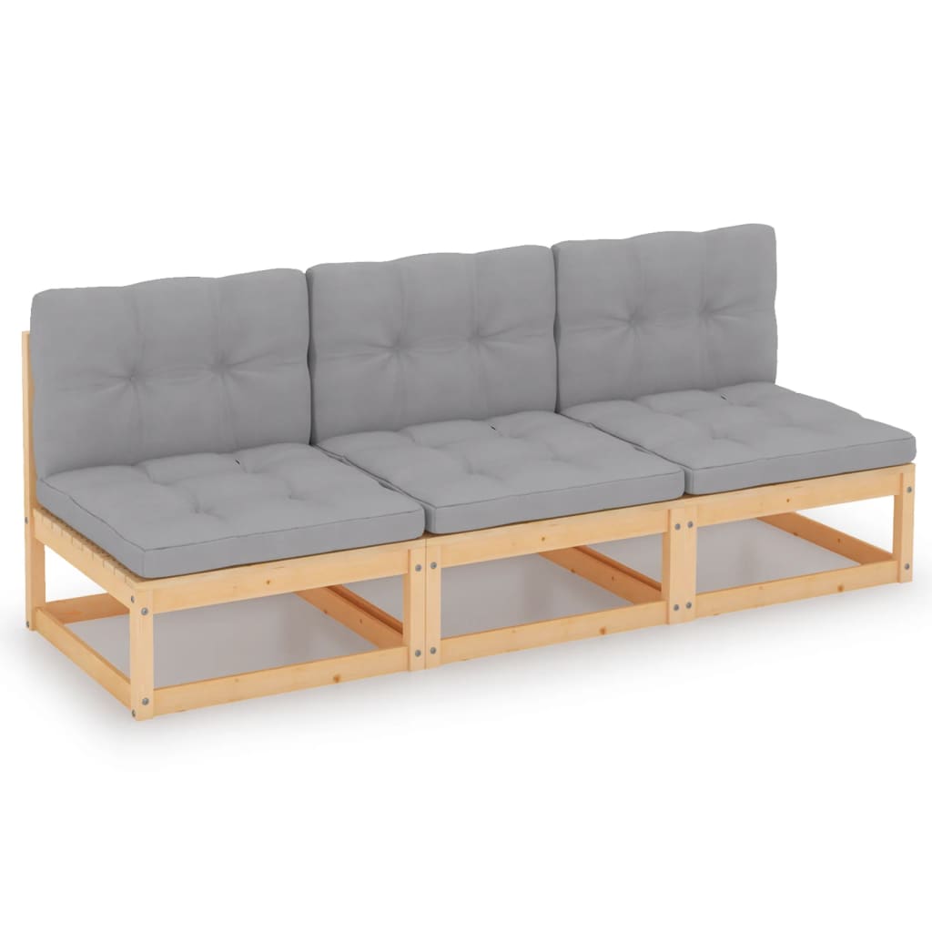 3-Seater Sofa with Cushions Solid Pinewood - Newstart Furniture