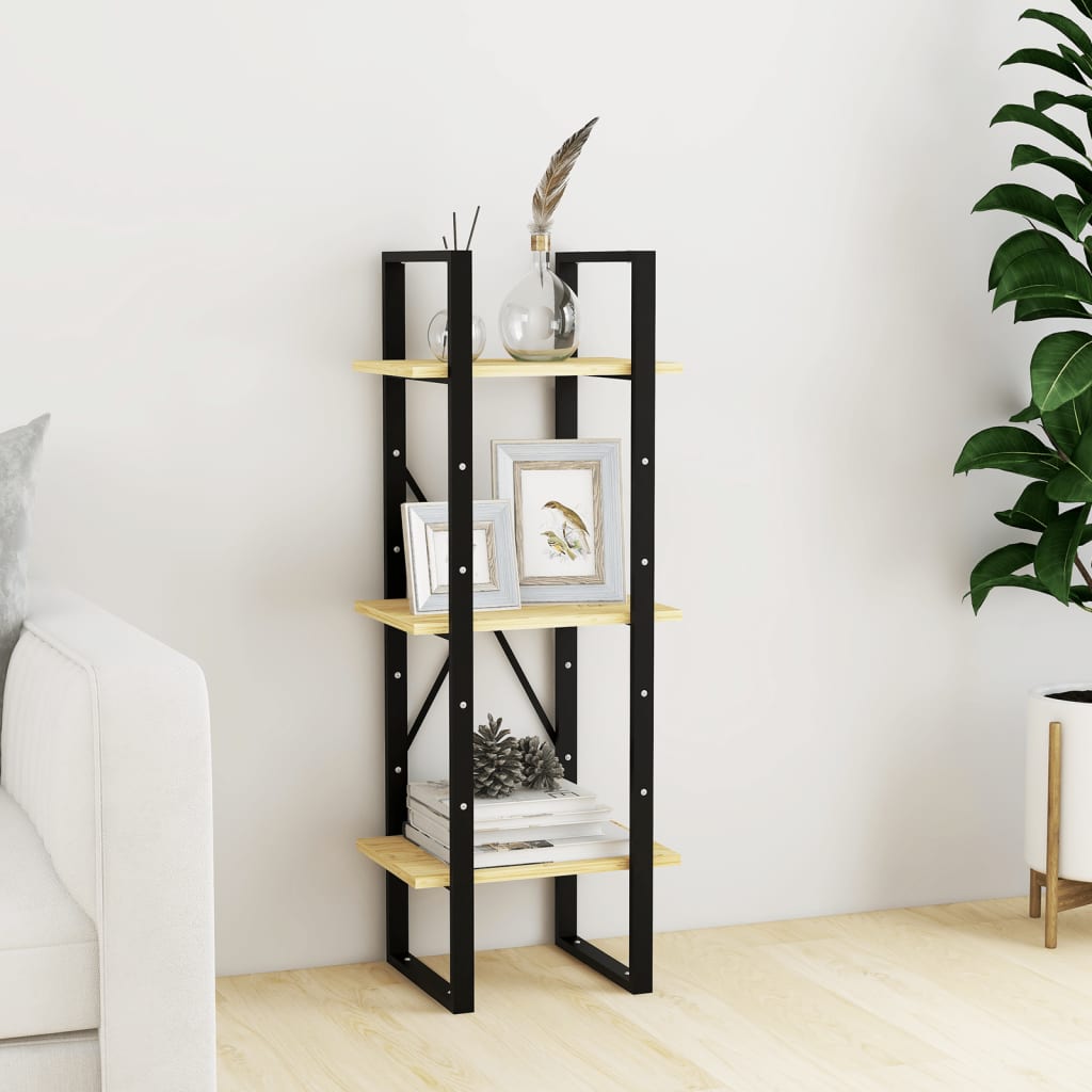 3-Tier Book Cabinet 40x30x105 cm Solid Pinewood - Newstart Furniture