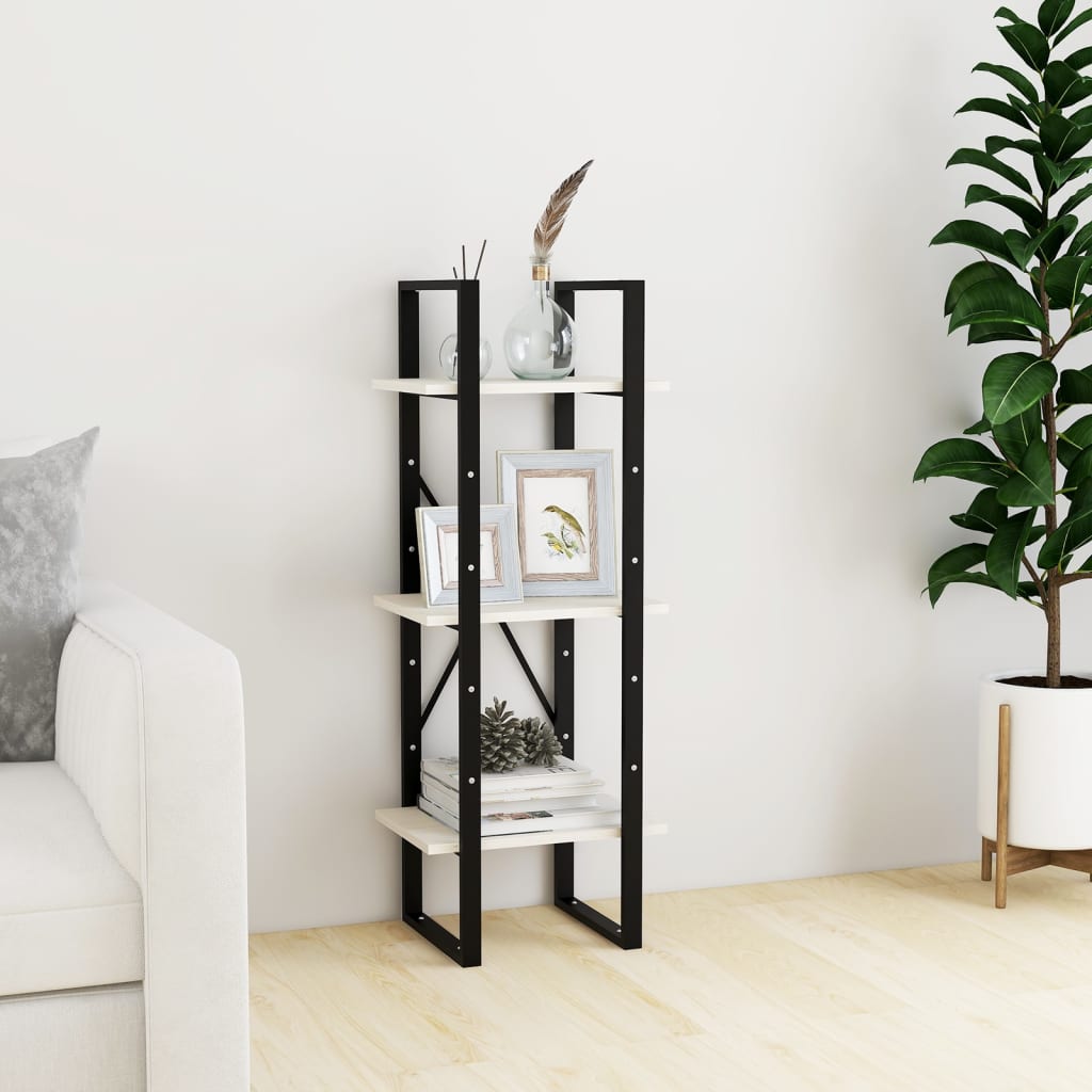 3-Tier Book Cabinet White 40x30x105 cm Solid Pinewood - Newstart Furniture