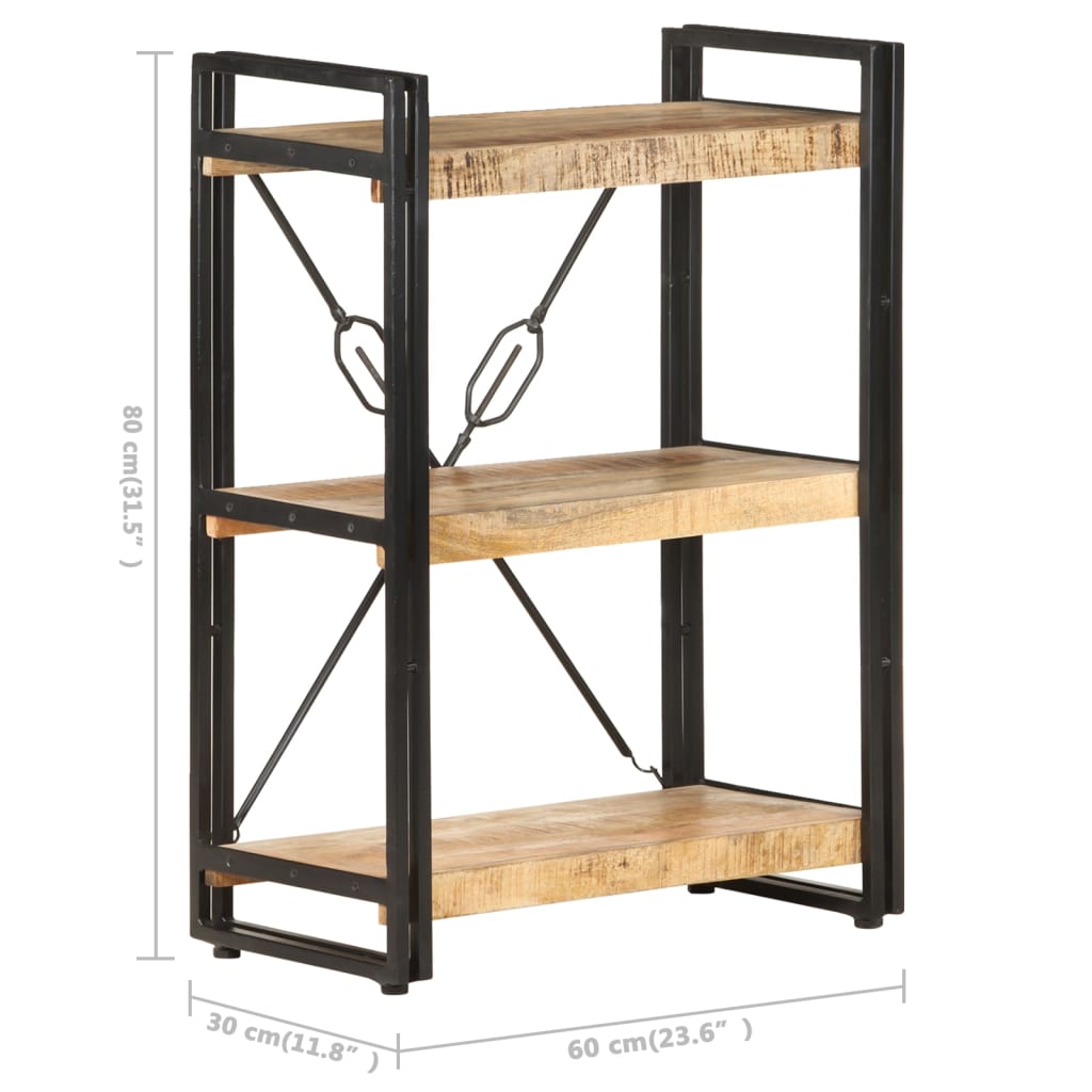 3-Tier Bookcase 60x30x80 cm Solid Mango Wood - Newstart Furniture