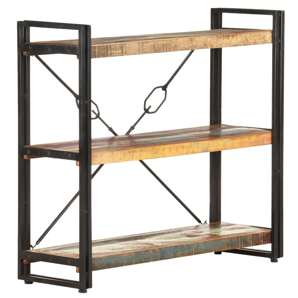 3-Tier Bookcase 90x30x80 cm Solid Reclaimed Wood - Newstart Furniture