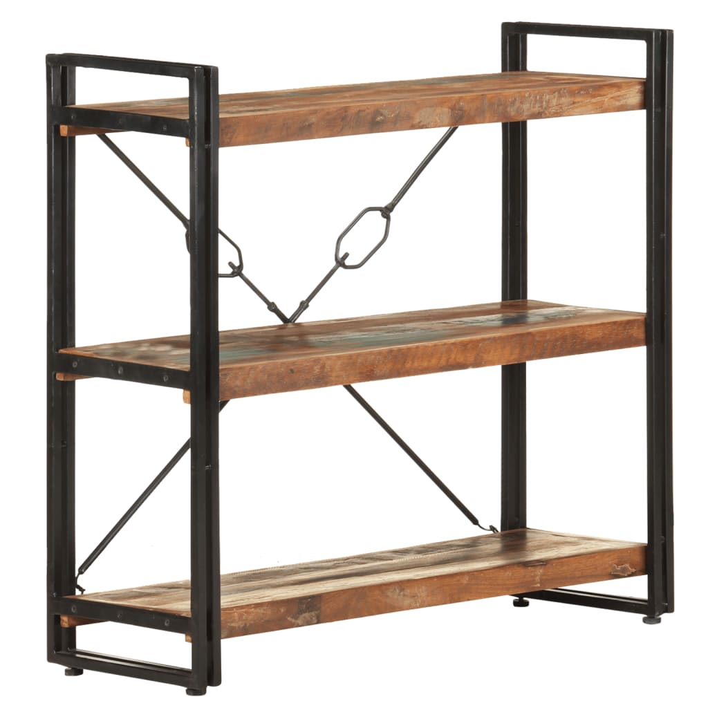 3-Tier Bookcase 90x30x80 cm Solid Reclaimed Wood - Newstart Furniture