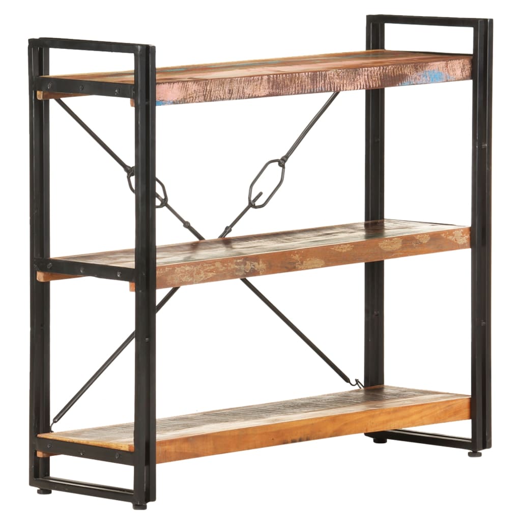 3-Tier Bookcase 90x30x80 cm Solid Reclaimed Wood - Newstart Furniture