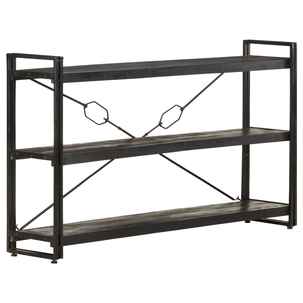 3-Tier Bookcase Black 140x30x80 cm Solid Mango Wood - Newstart Furniture