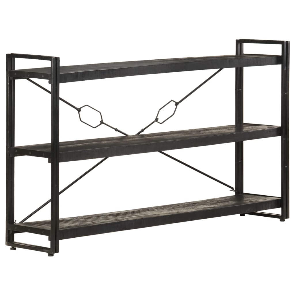 3-Tier Bookcase Black 140x30x80 cm Solid Mango Wood - Newstart Furniture