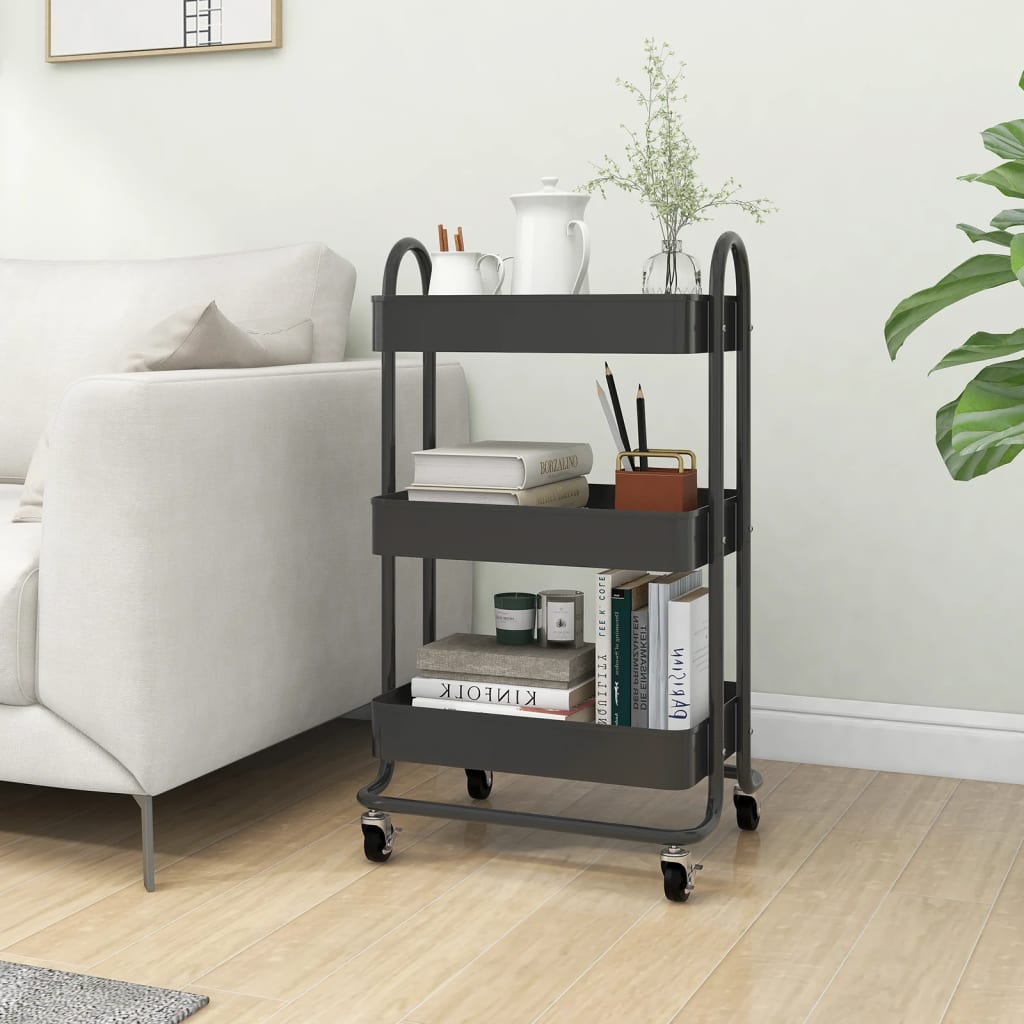 3-Tier Trolley Anthracite 43x34x79 cm Steel - Newstart Furniture