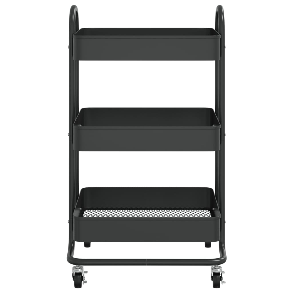 3-Tier Trolley Black 43x34x79 cm Steel - Newstart Furniture