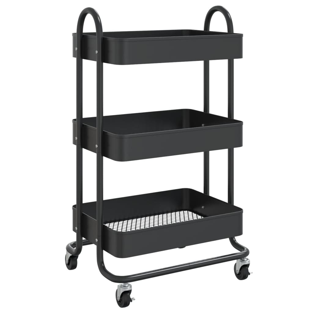 3-Tier Trolley Black 43x34x79 cm Steel - Newstart Furniture