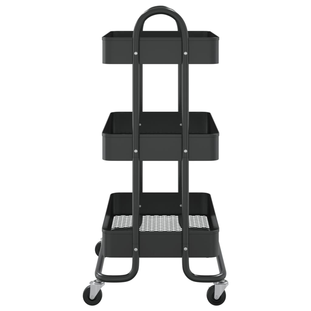 3-Tier Trolley Black 43x34x79 cm Steel - Newstart Furniture