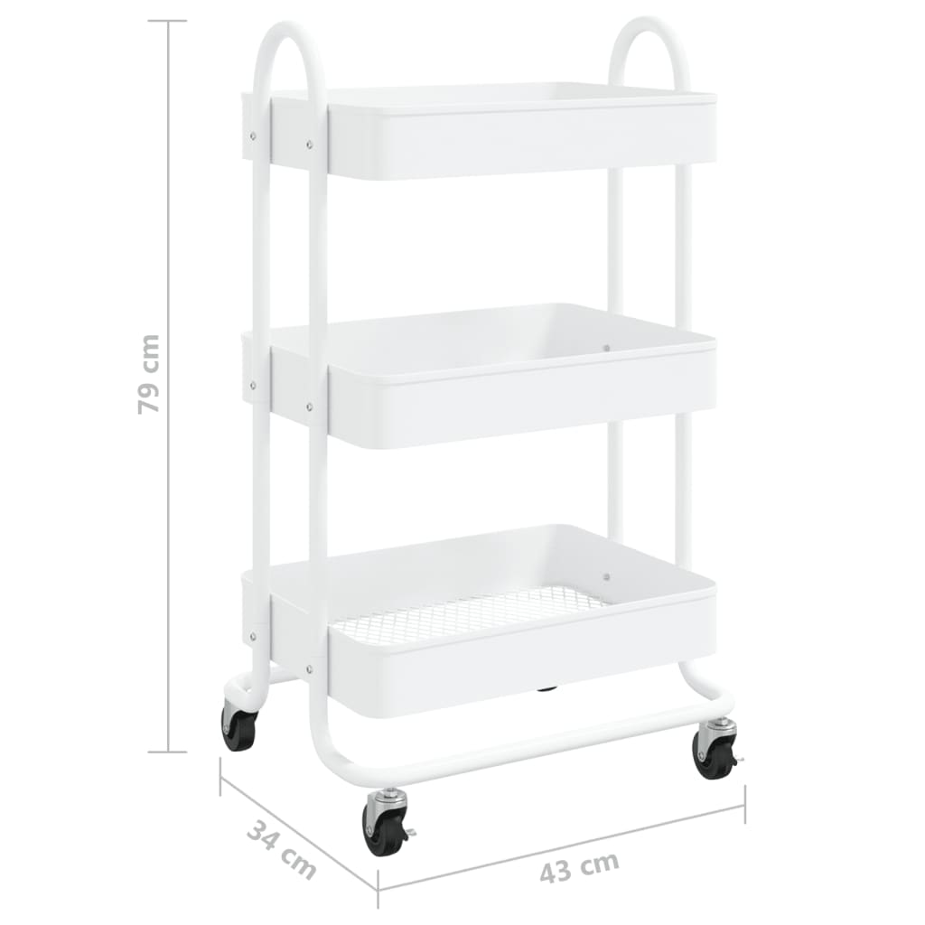 3-Tier Trolley White 43x34x79 cm Steel - Newstart Furniture