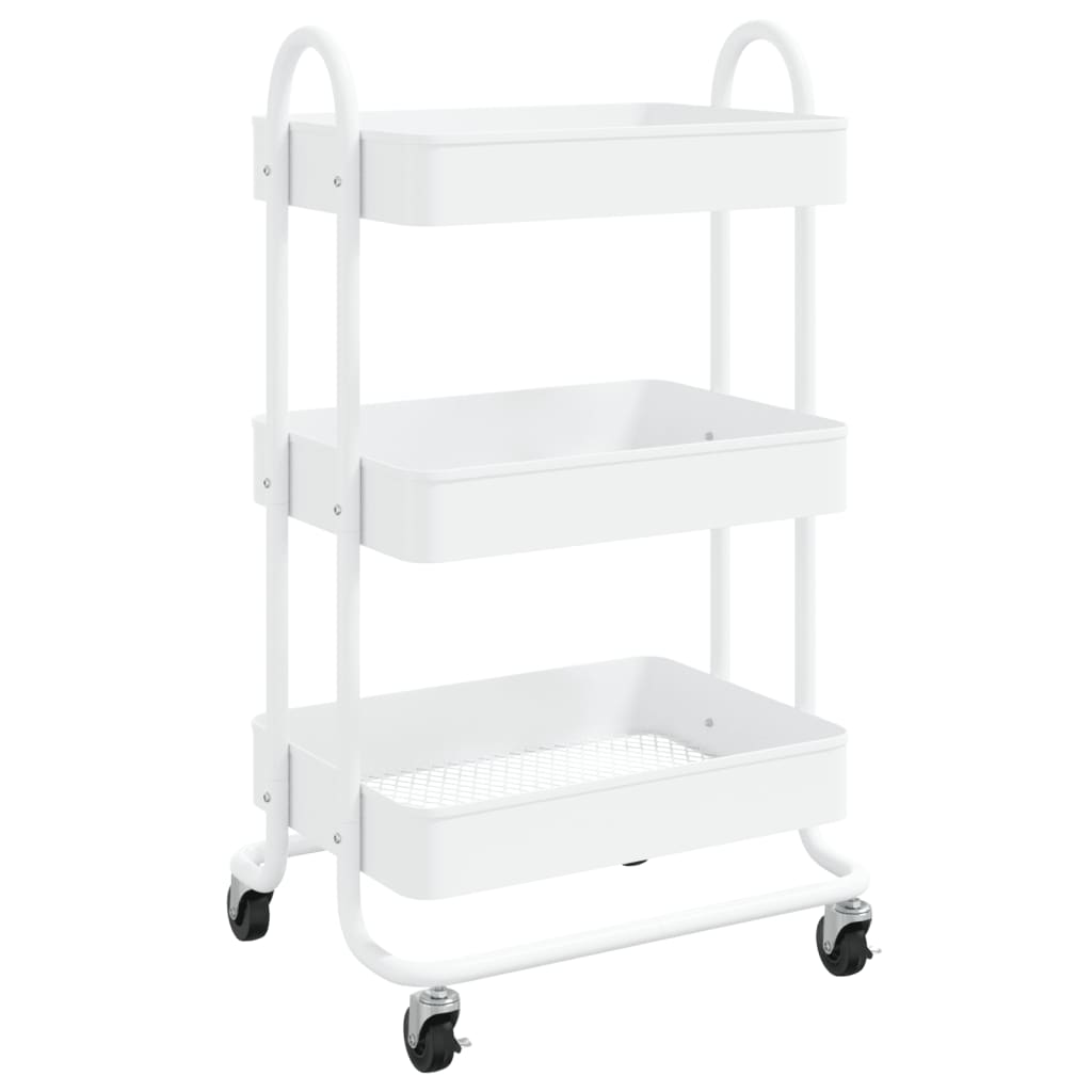 3-Tier Trolley White 43x34x79 cm Steel - Newstart Furniture