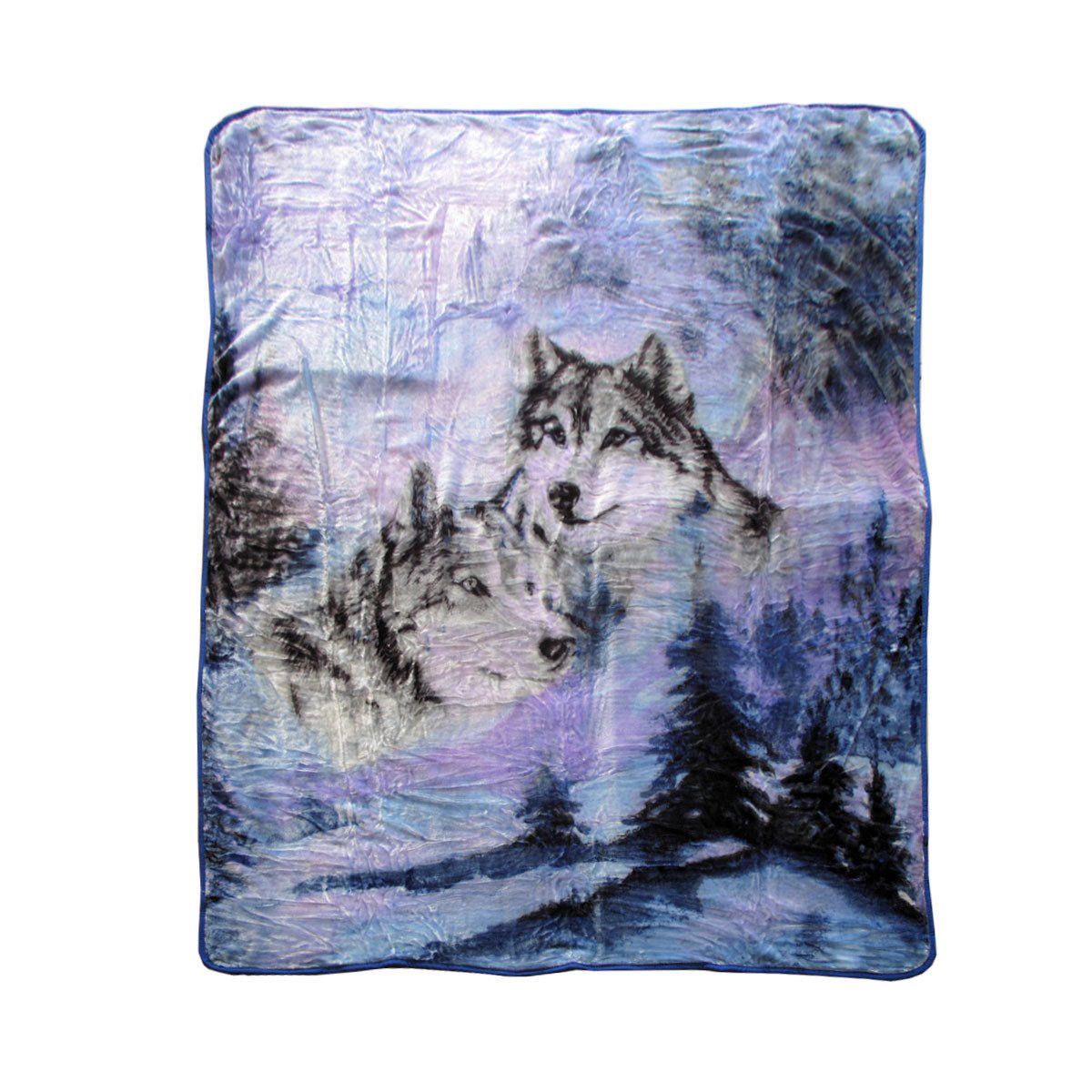 375gsm 1 Ply 3D Print Faux Mink Blanket Queen 200x240 cm Winter Wolf - Newstart Furniture