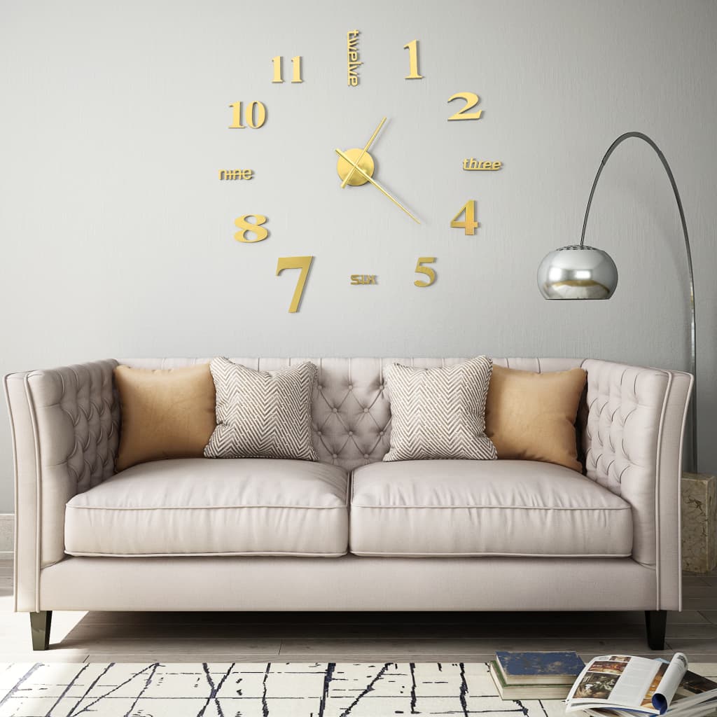 3D Wall Clock Modern Design 100 cm XXL Gold - Newstart Furniture