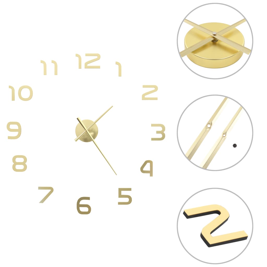 3D Wall Clock Modern Design 100 cm XXL Gold - Newstart Furniture