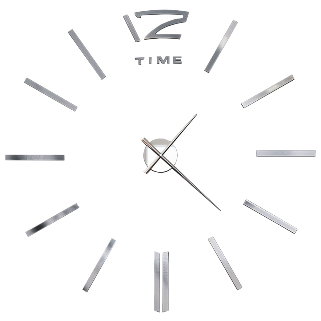 3D Wall Clock Modern Design 100 cm XXL Silver - Newstart Furniture