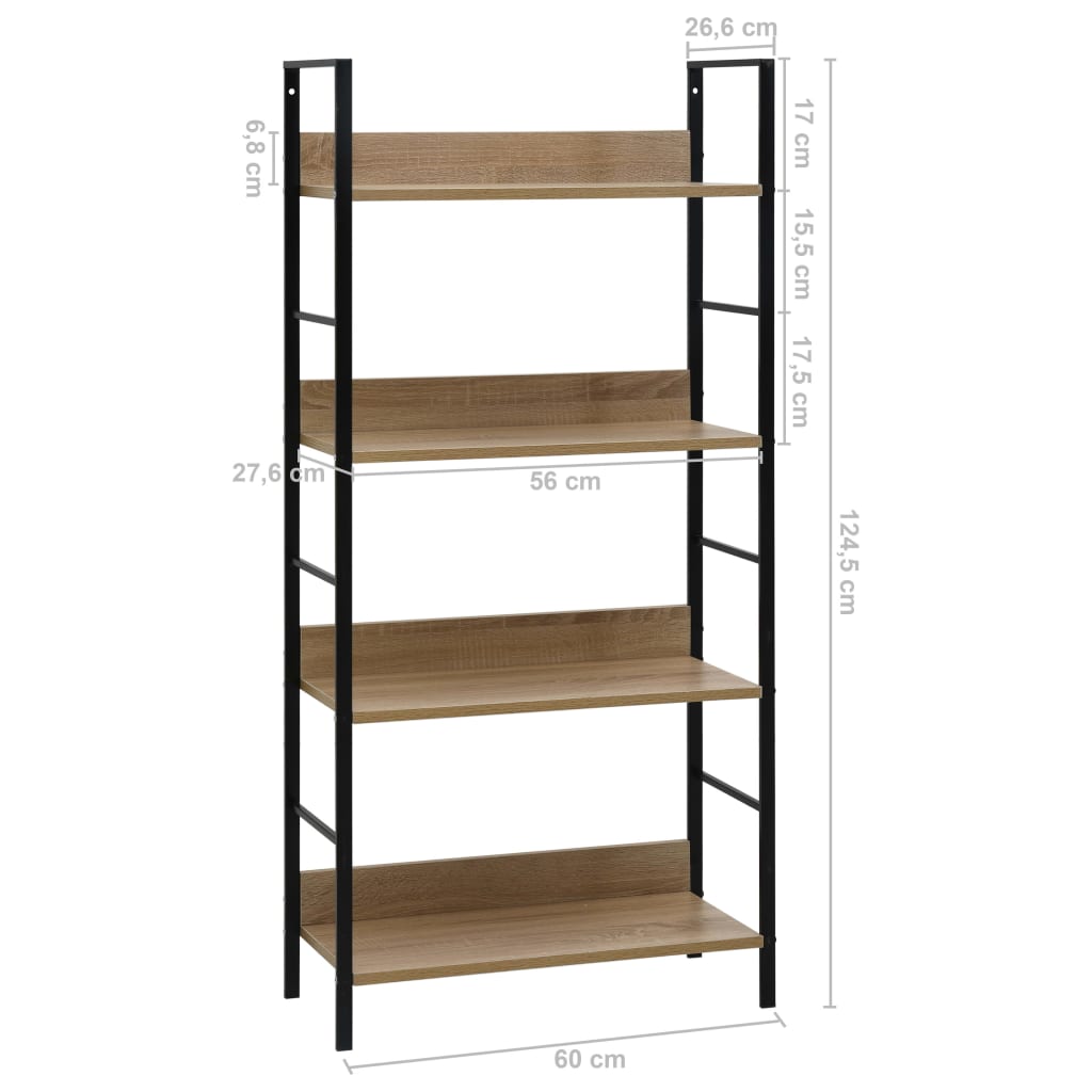 4-Layer Book Shelf Oak 60x27.6x124.5 cm Engineered Wood - Newstart Furniture