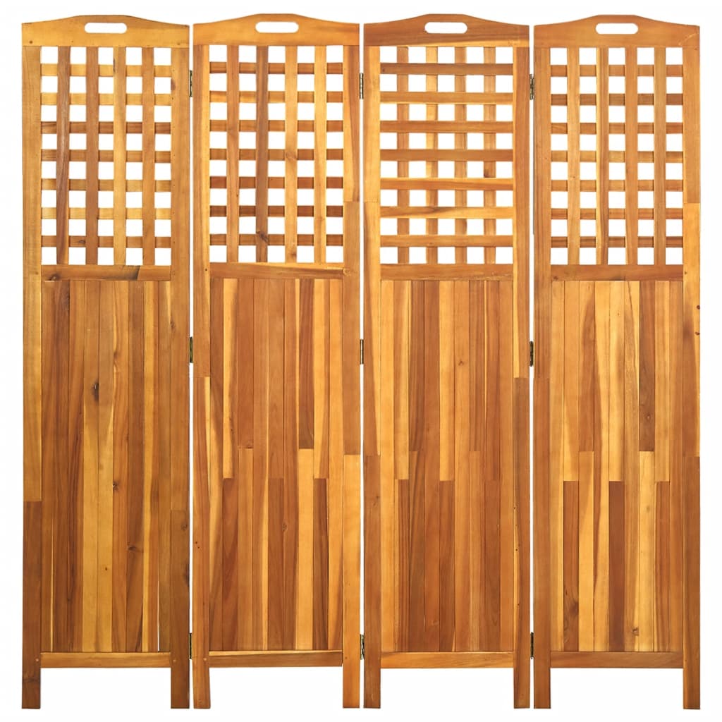 4-Panel Room Divider 161x2x170 cm Solid Acacia Wood - Newstart Furniture