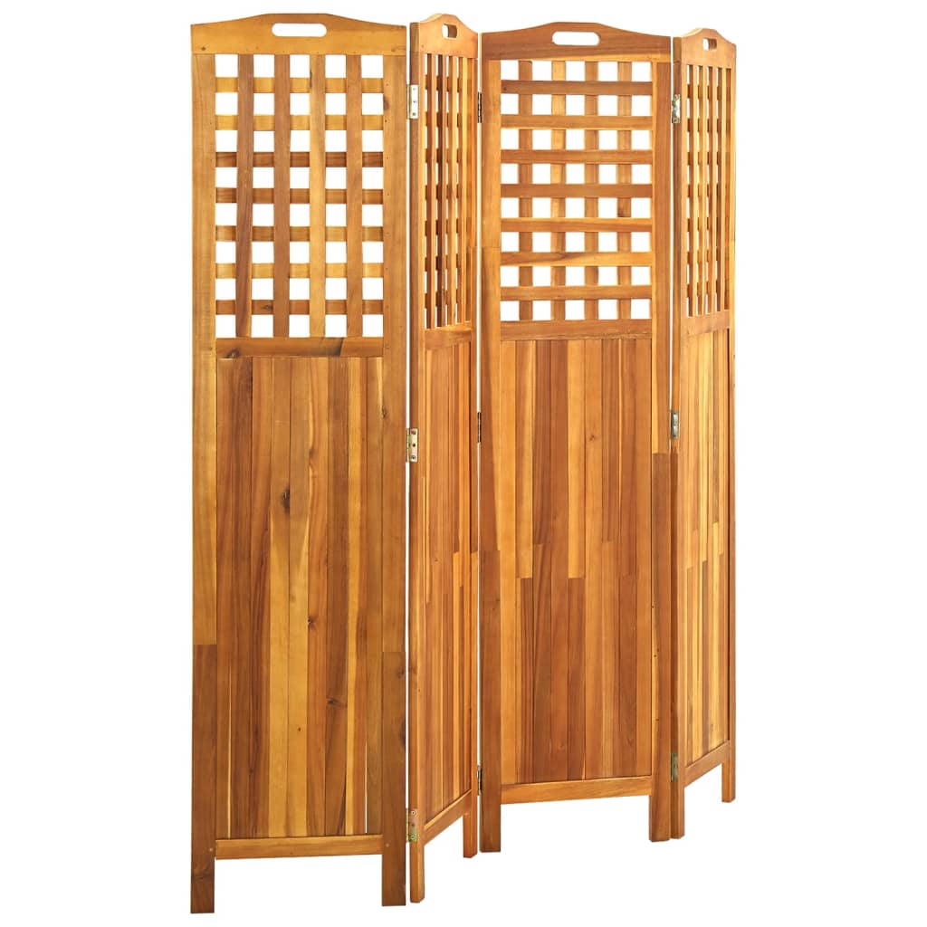 4-Panel Room Divider 161x2x170 cm Solid Acacia Wood - Newstart Furniture