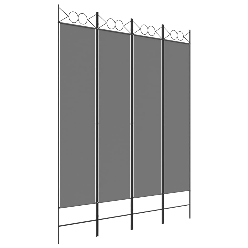 4-Panel Room Divider Anthracite 160x200 cm Fabric - Newstart Furniture