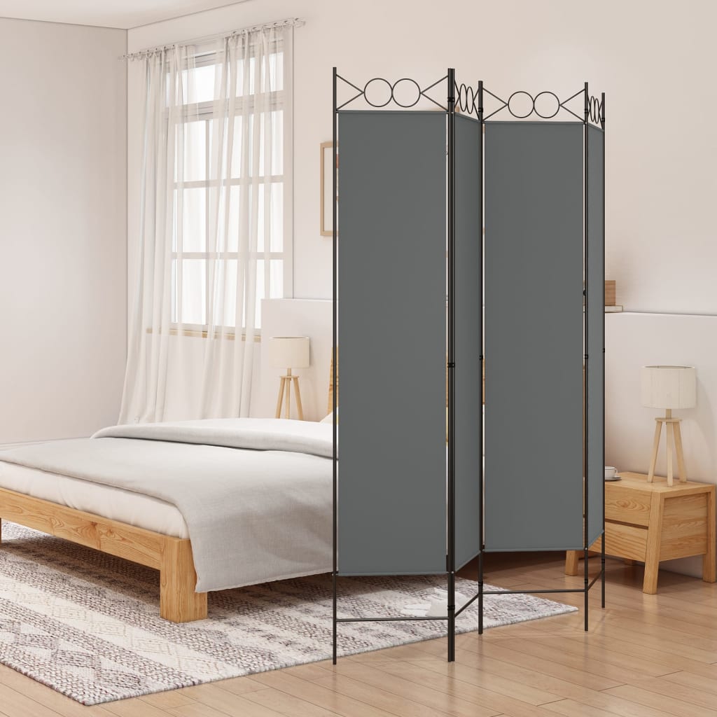 4-Panel Room Divider Anthracite 160x200 cm Fabric - Newstart Furniture