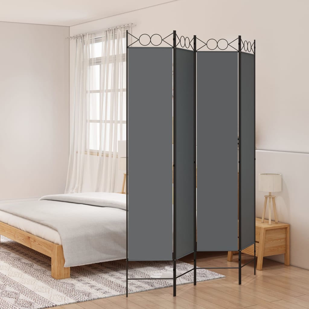 4-Panel Room Divider Anthracite 160x220 cm Fabric - Newstart Furniture