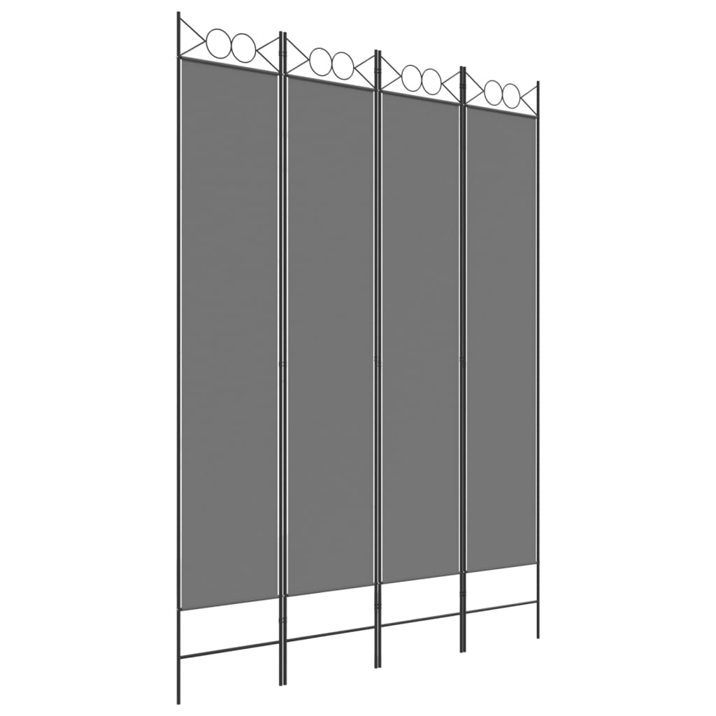 4-Panel Room Divider Anthracite 160x220 cm Fabric - Newstart Furniture