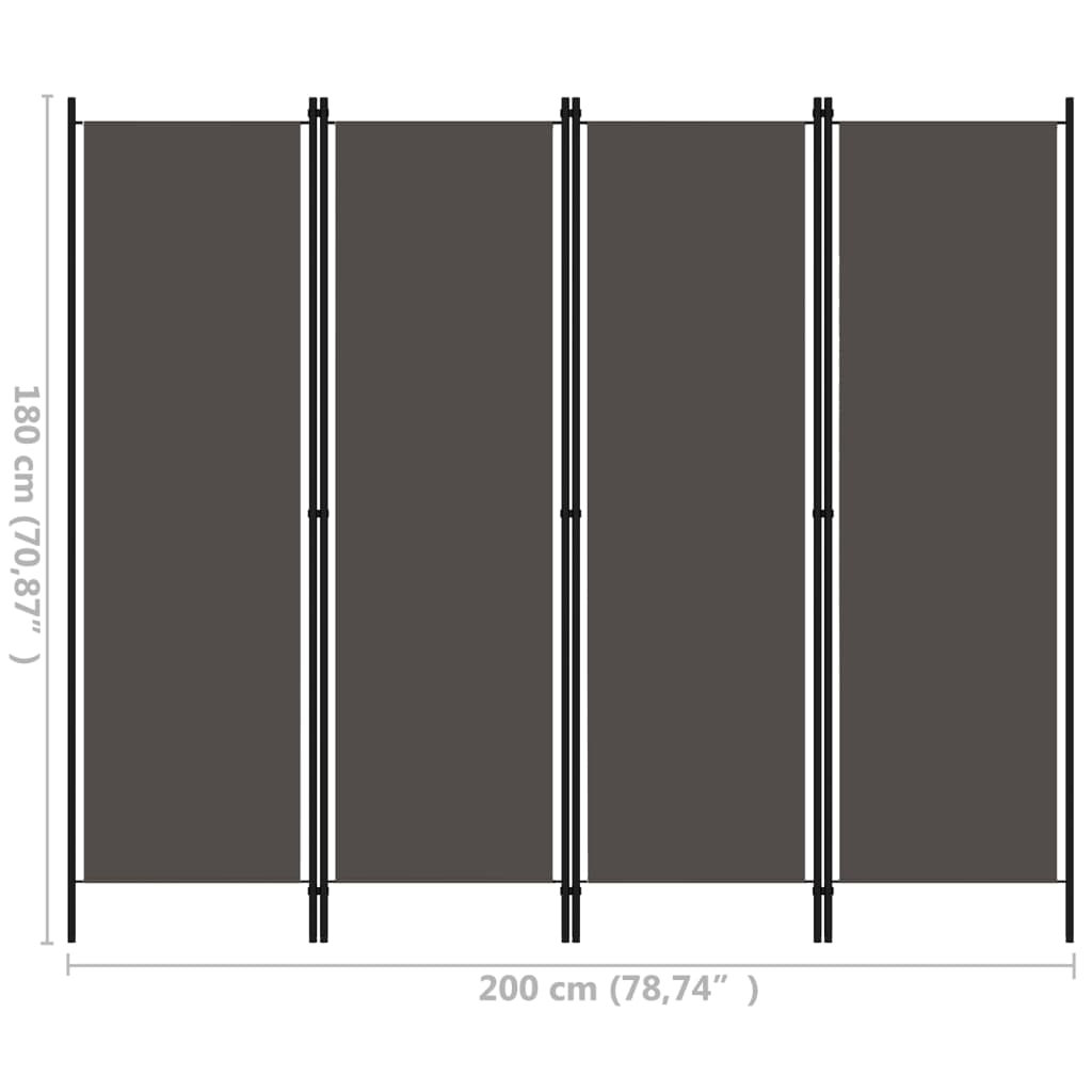 4-Panel Room Divider Anthracite 200x180 cm - Newstart Furniture