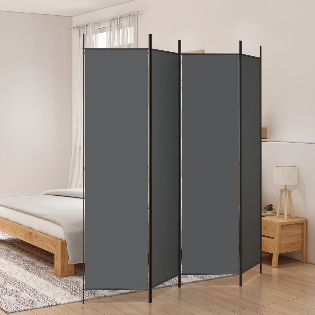 4-Panel Room Divider Anthracite 200x200 cm Fabric - Newstart Furniture