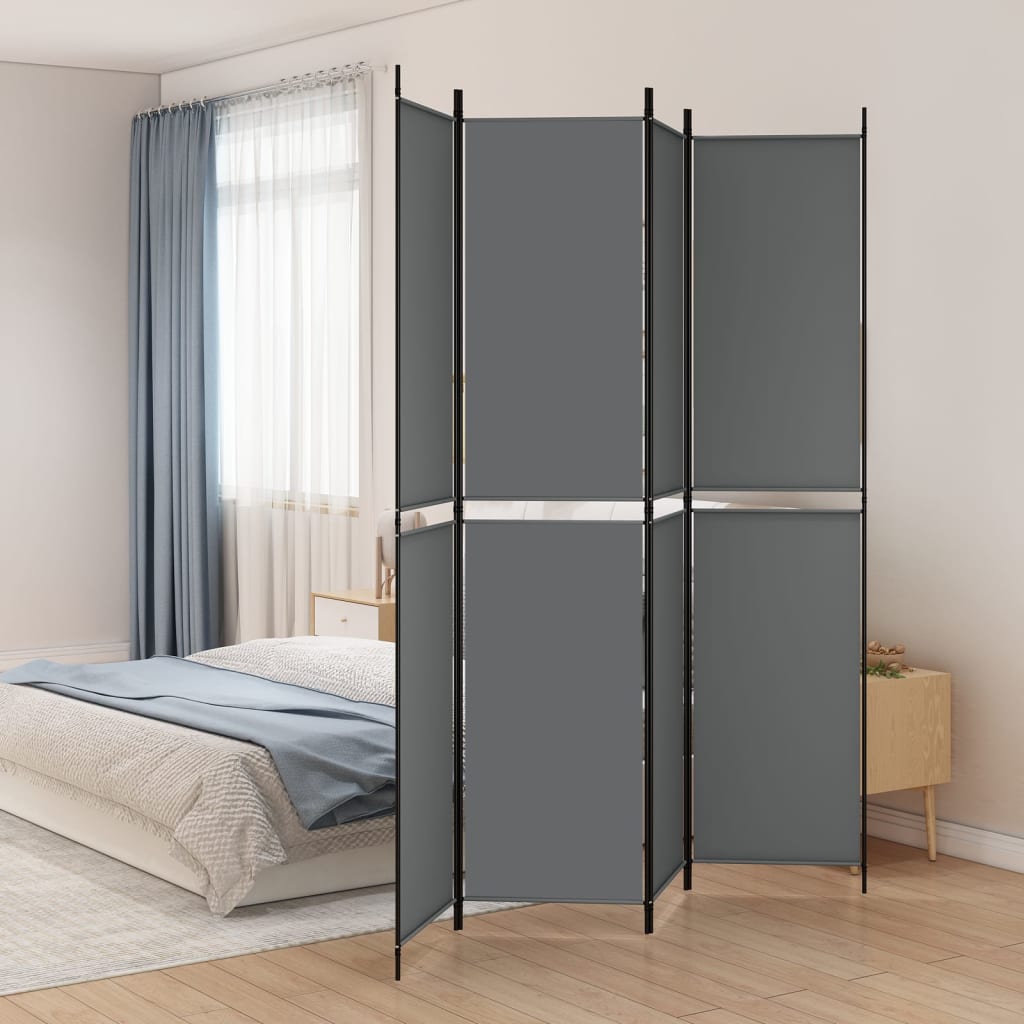 4-Panel Room Divider Anthracite 200x220 cm Fabric - Newstart Furniture