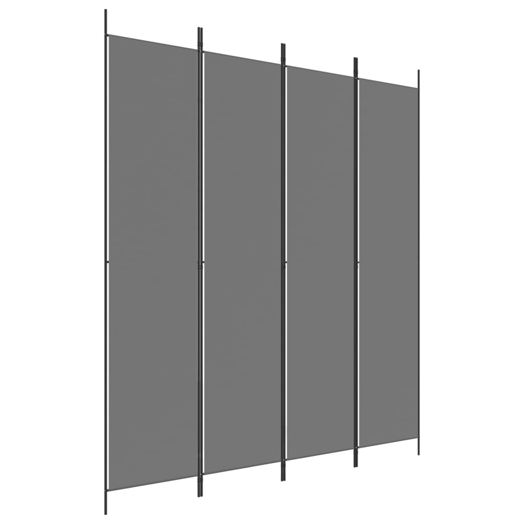 4-Panel Room Divider Anthracite 200x220 cm Fabric - Newstart Furniture