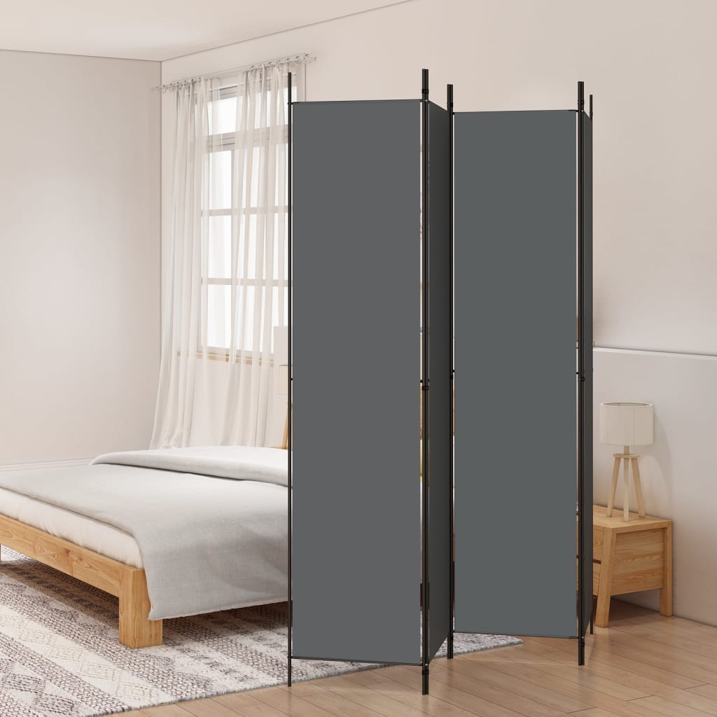 4-Panel Room Divider Anthracite 200x220 cm Fabric - Newstart Furniture