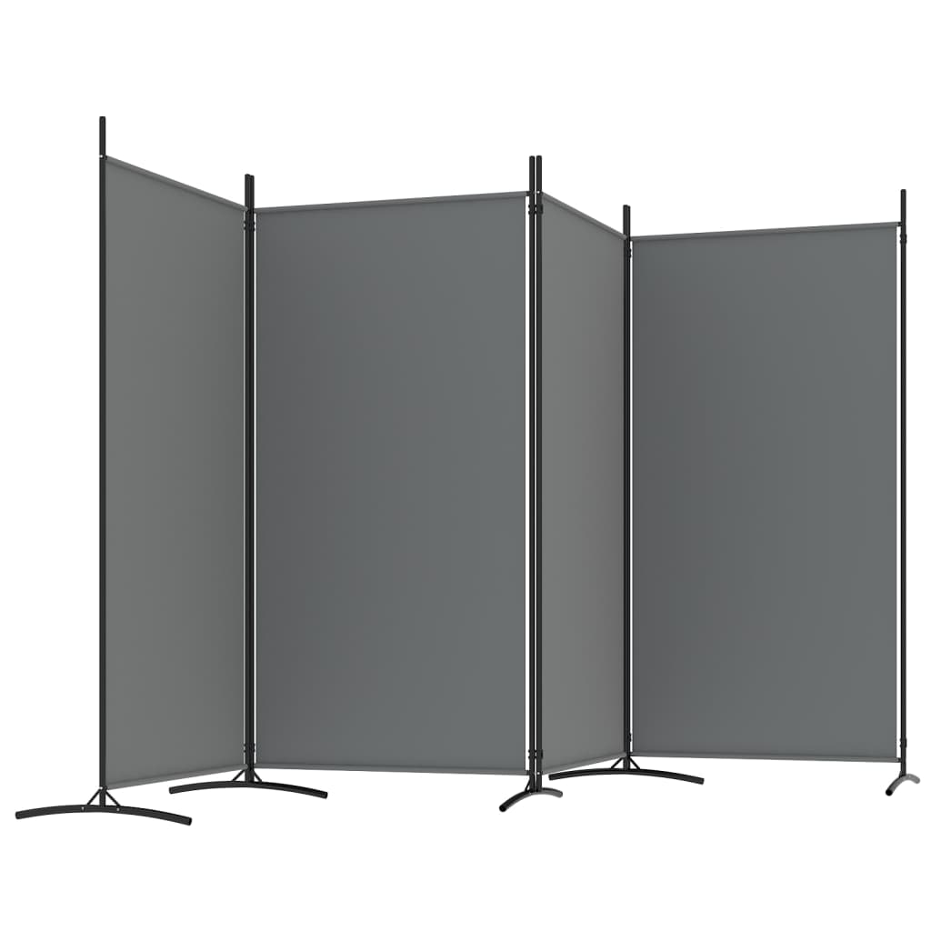 4-Panel Room Divider Anthracite 346x180 cm Fabric - Newstart Furniture