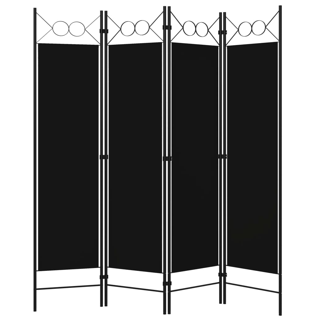 4-Panel Room Divider Black 160x180 cm - Newstart Furniture