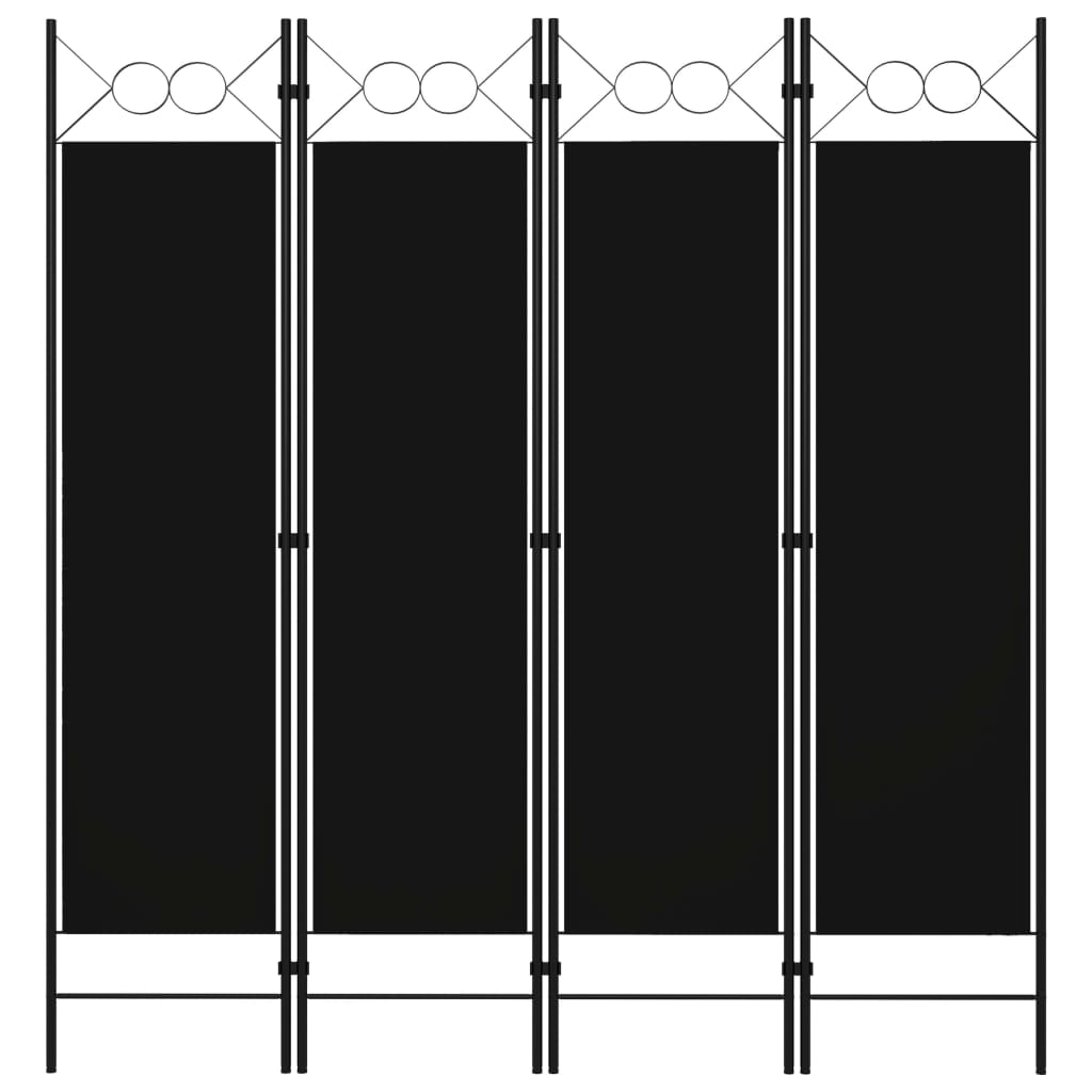 4-Panel Room Divider Black 160x180 cm - Newstart Furniture