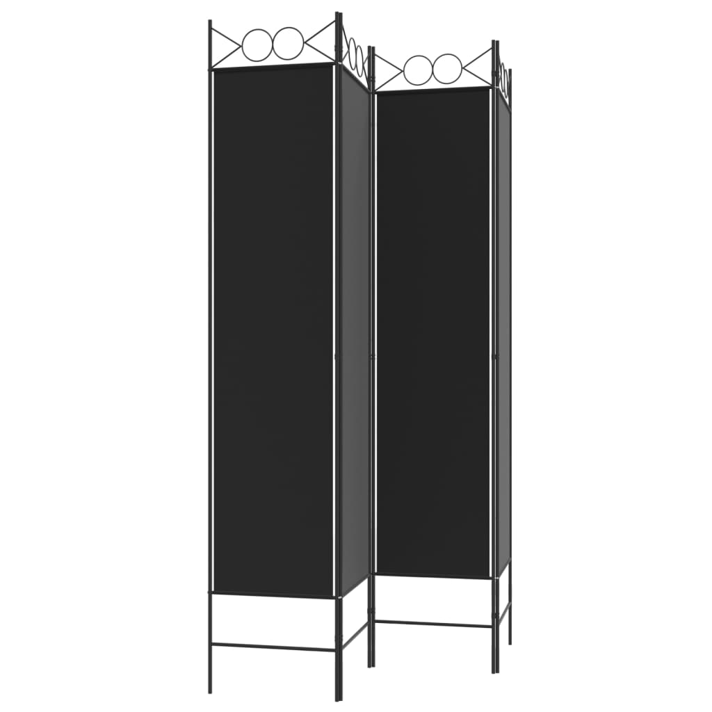 4-Panel Room Divider Black 160x200 cm Fabric - Newstart Furniture