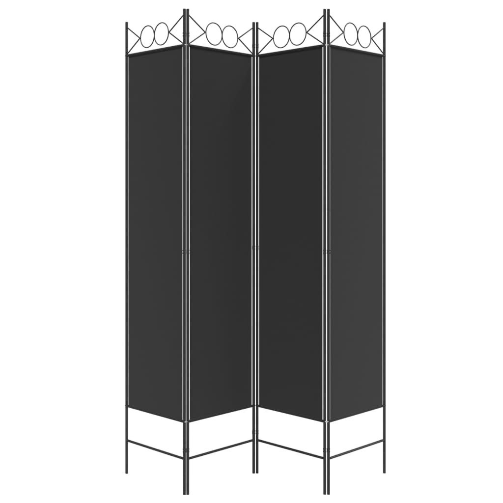 4-Panel Room Divider Black 160x200 cm Fabric - Newstart Furniture