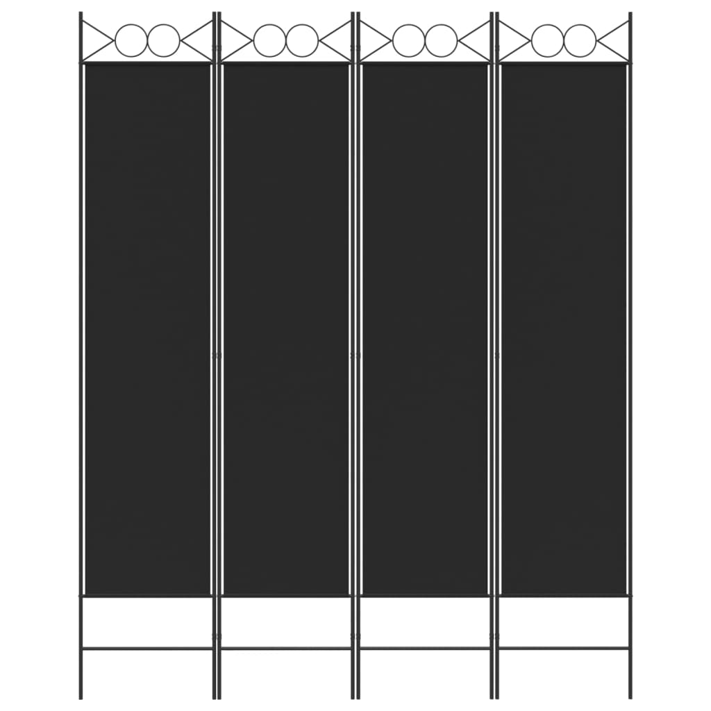 4-Panel Room Divider Black 160x200 cm Fabric - Newstart Furniture