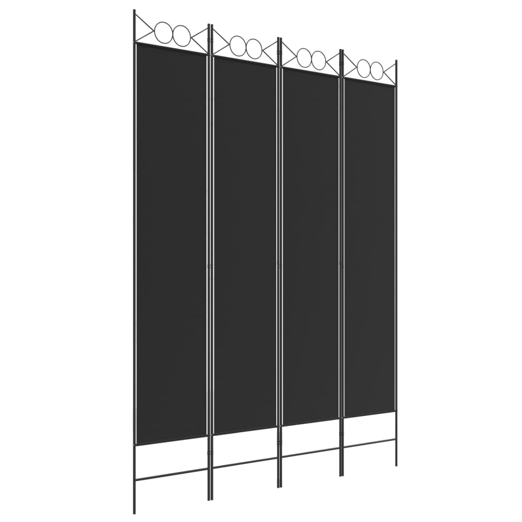 4-Panel Room Divider Black 160x220 cm Fabric - Newstart Furniture