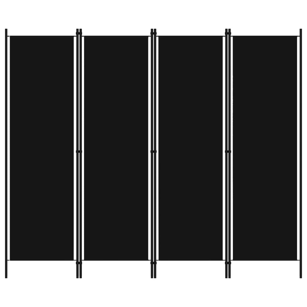 4-Panel Room Divider Black 200x180 cm - Newstart Furniture
