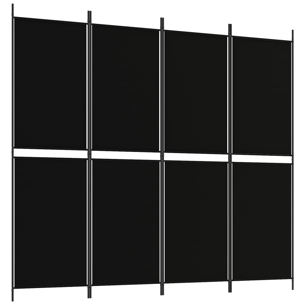 4-Panel Room Divider Black 200x180 cm Fabric - Newstart Furniture